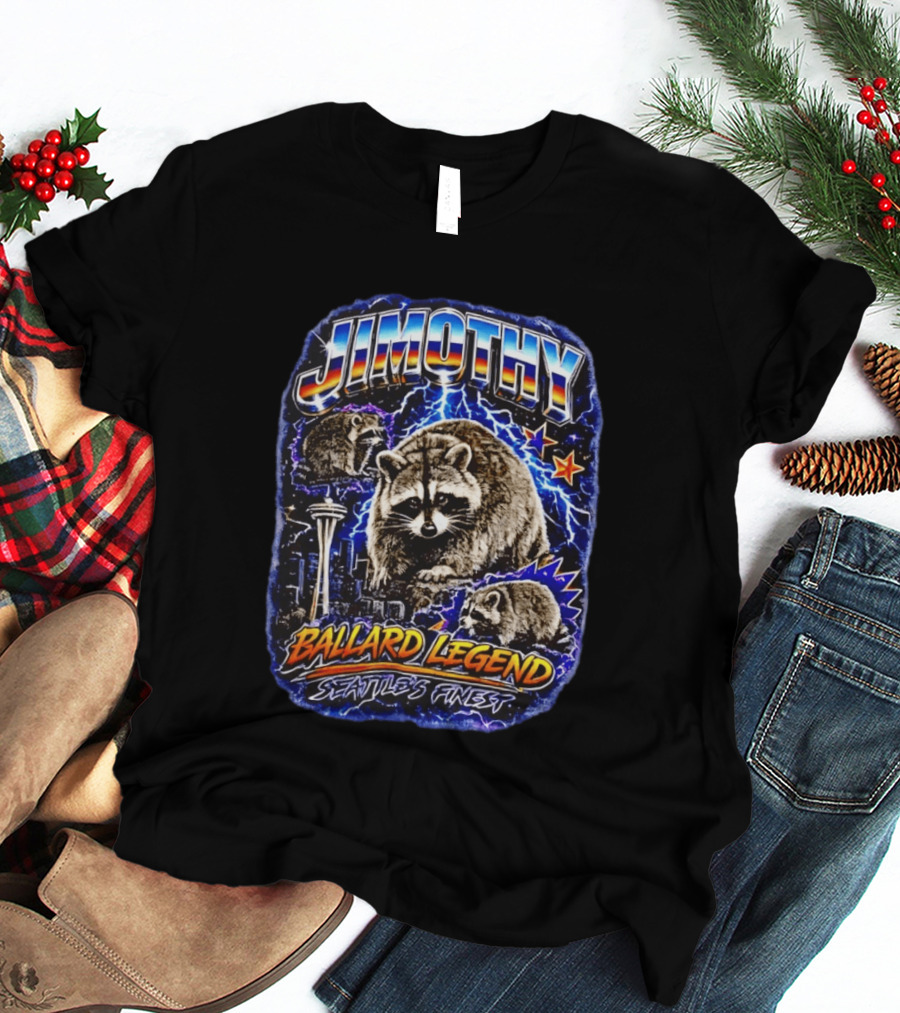 Jimothy Ballard Legend Seattle's Finest Raccoon With Space Needle And Stars T-Shirt