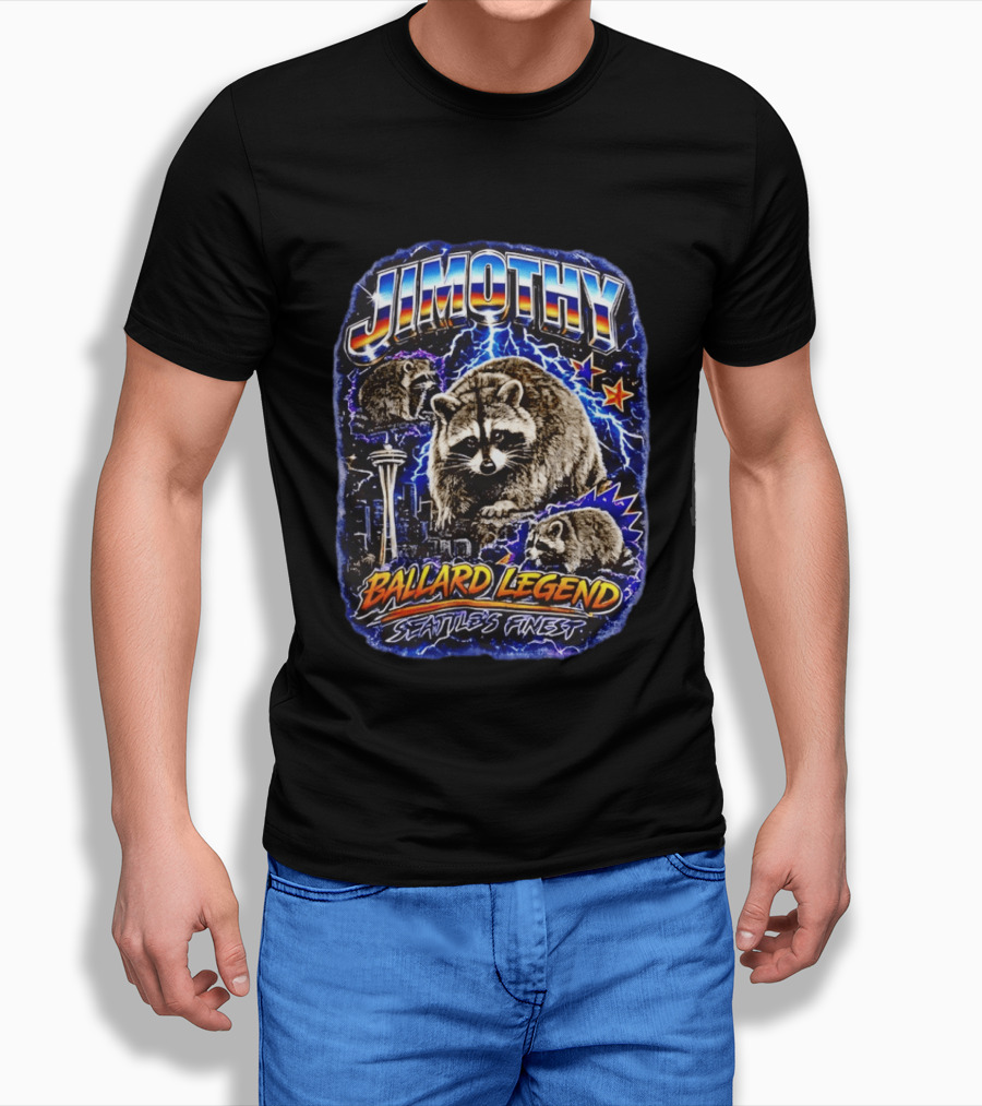 Jimothy Ballard Legend Seattle's Finest Raccoon With Space Needle And Stars T-Shirt