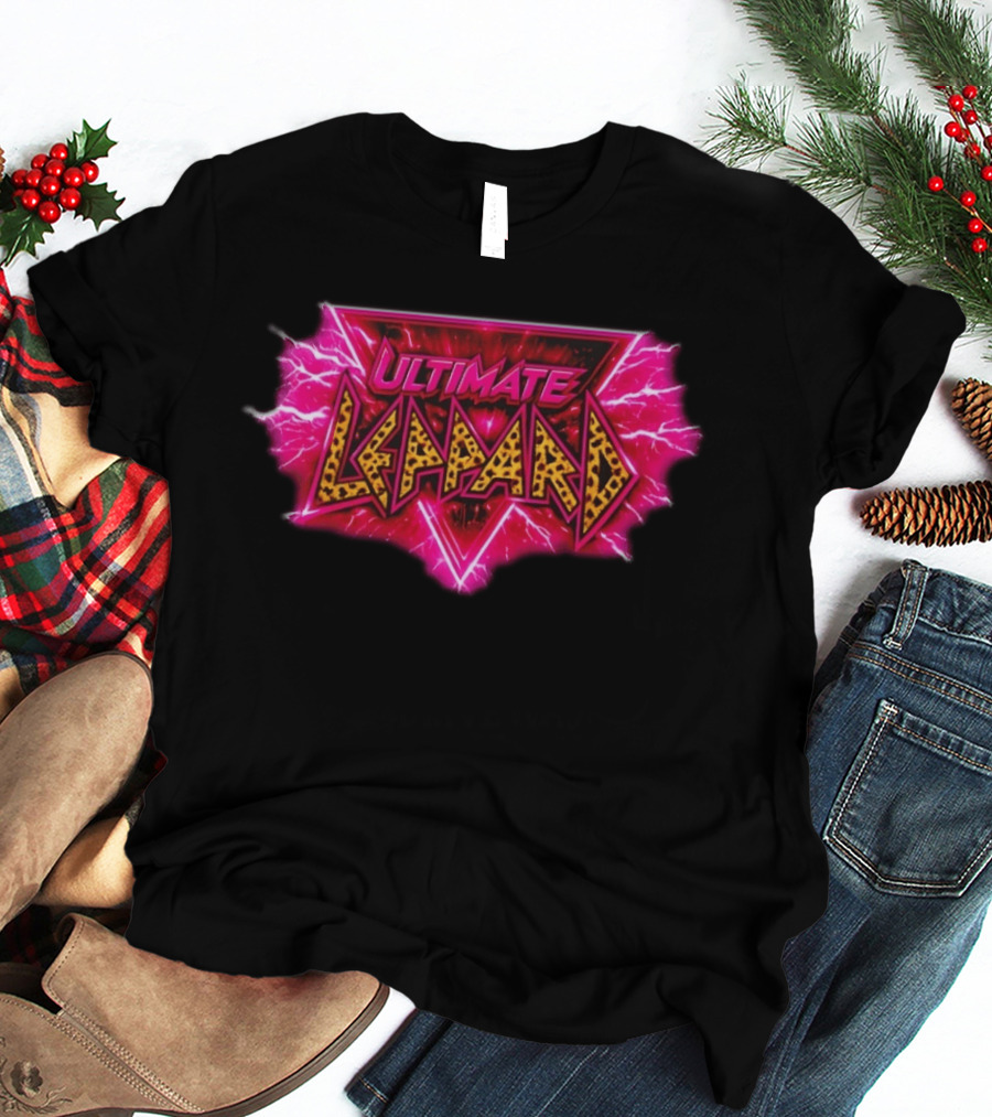 Def Leppard Ultimate Leppard Pink Lightning Leopard Print T-Shirt
