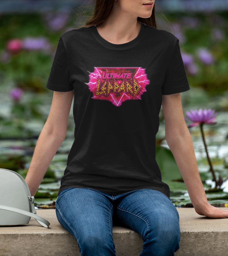 Def Leppard Ultimate Leppard Pink Lightning Leopard Print T-Shirt