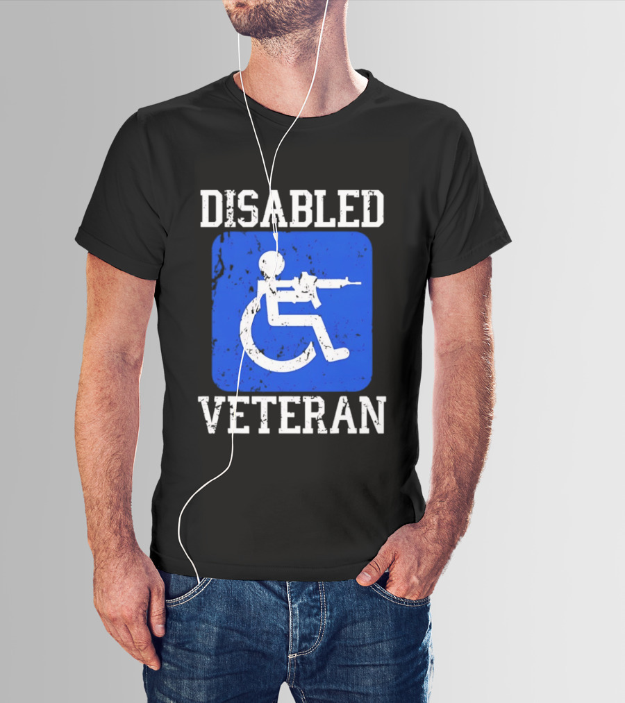Disabled Veteran Armed Forces Distressed Military T-Shirt