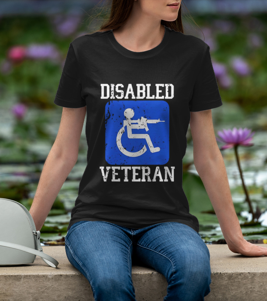 Disabled Veteran Armed Forces Distressed Military T-Shirt