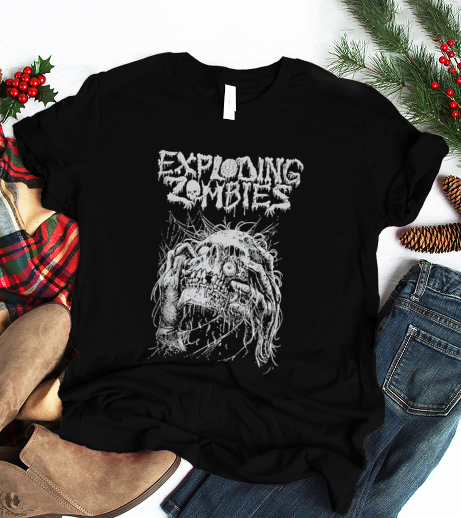 Exploding Zombies Horror Dripping Text Grunge Monster T-Shirt