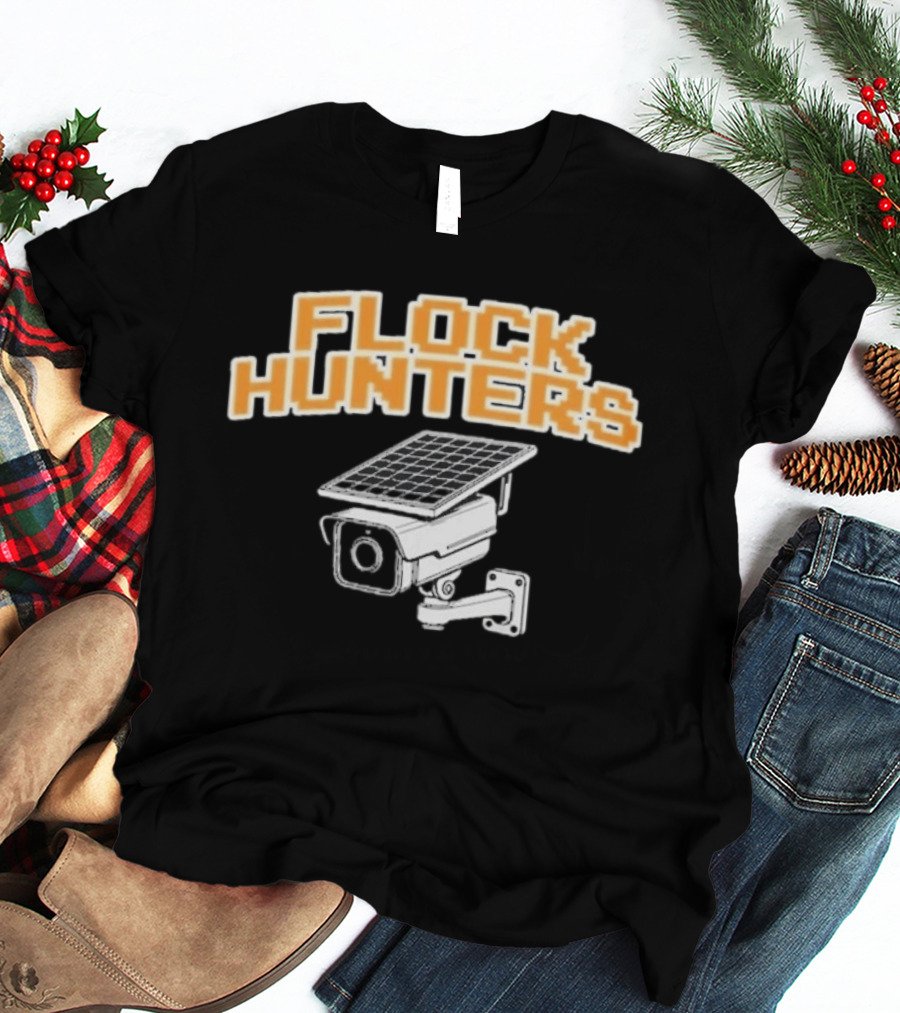 Flock Hunters Drinkin Bros Surveillance Camera Solar Panel T-Shirt