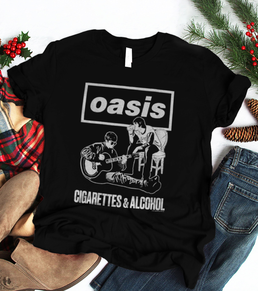 Oasis Noel And Liam Gallagher Cigarettes And Alcohol Mono T-Shirt