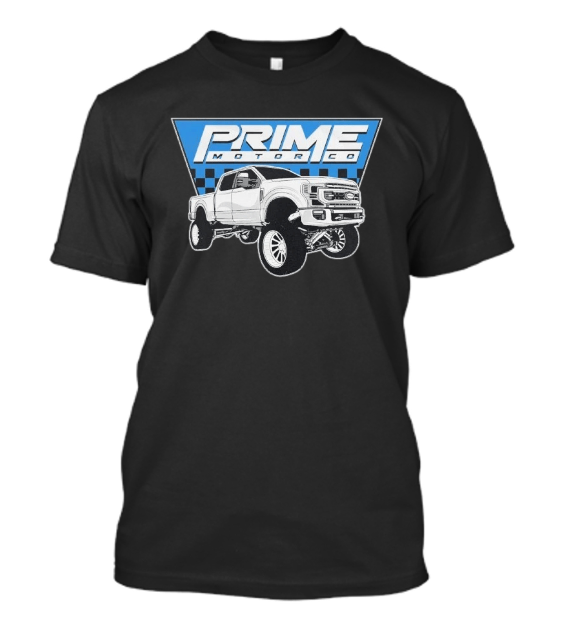 Prime Motor Co Lifted Truck Checkered Triangle T-Shirt