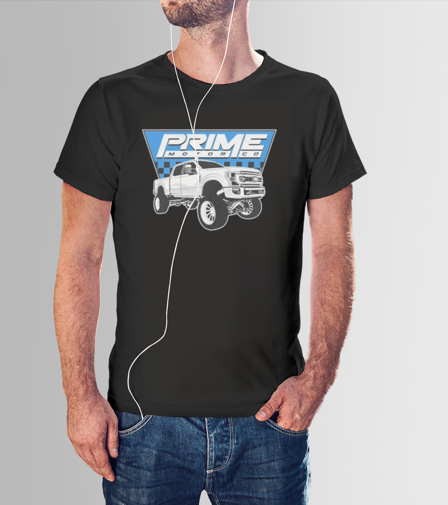 Prime Motor Co Lifted Truck Checkered Triangle T-Shirt