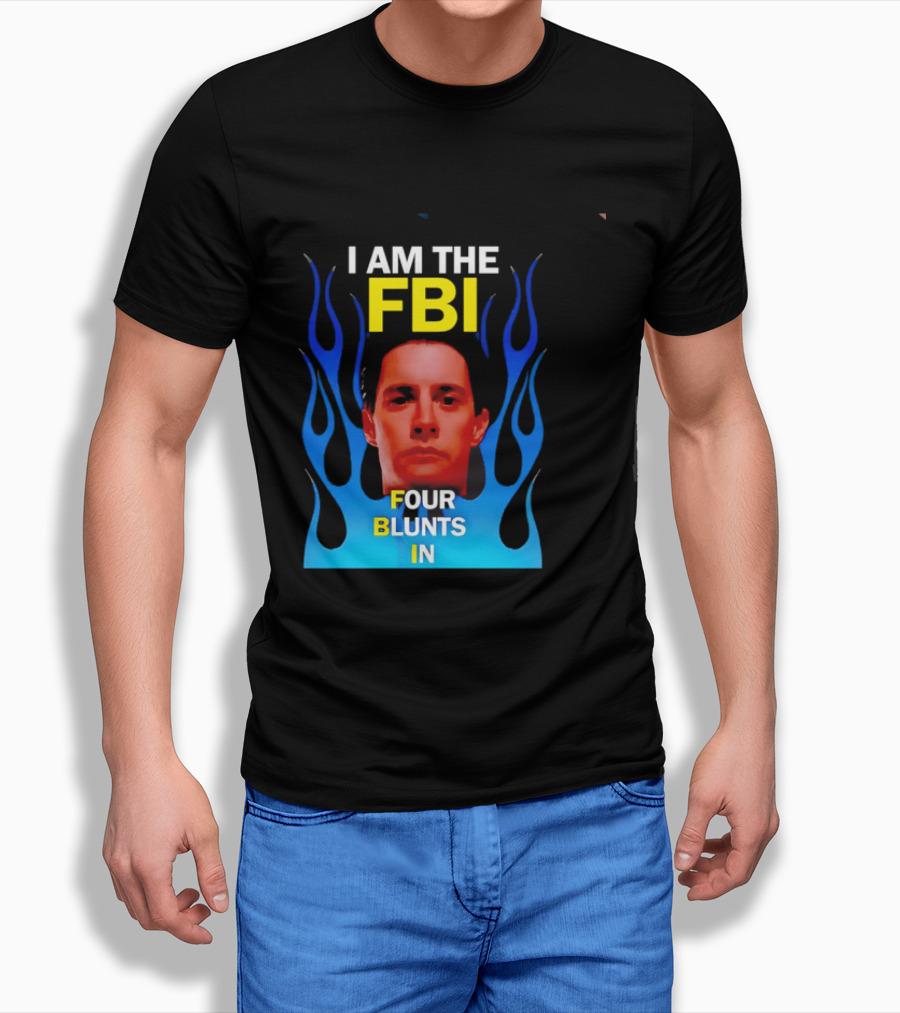 I Am The FBI Four Blunts In Special Agent Dale Cooper Blue Flame T-Shirt