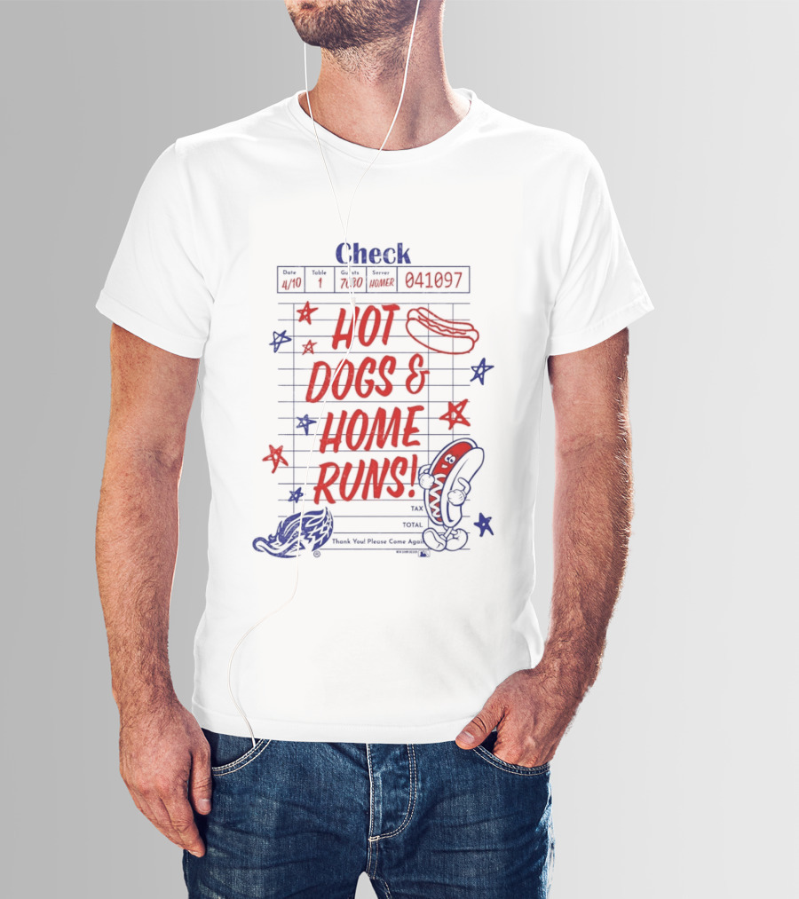 Akron RubberDucks Hot Dogs & Home Runs Restaurant Check T-Shirt
