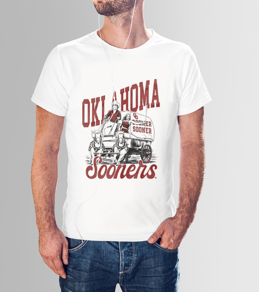 Oklahoma Sooners Boomer Sooner Horse Drawn Wagon T-Shirt
