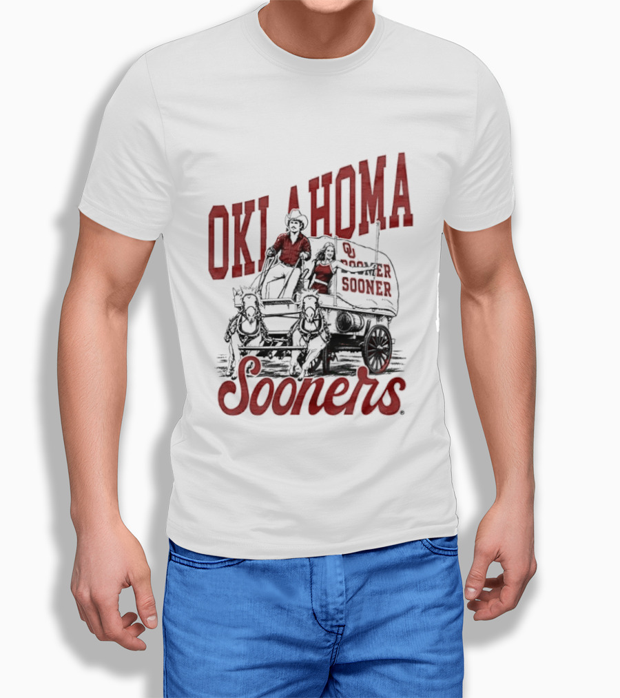 Oklahoma Sooners Boomer Sooner Horse Drawn Wagon T-Shirt