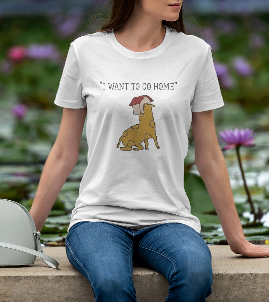 I Want To Go Home Giraffe With House On Head T-Shirt