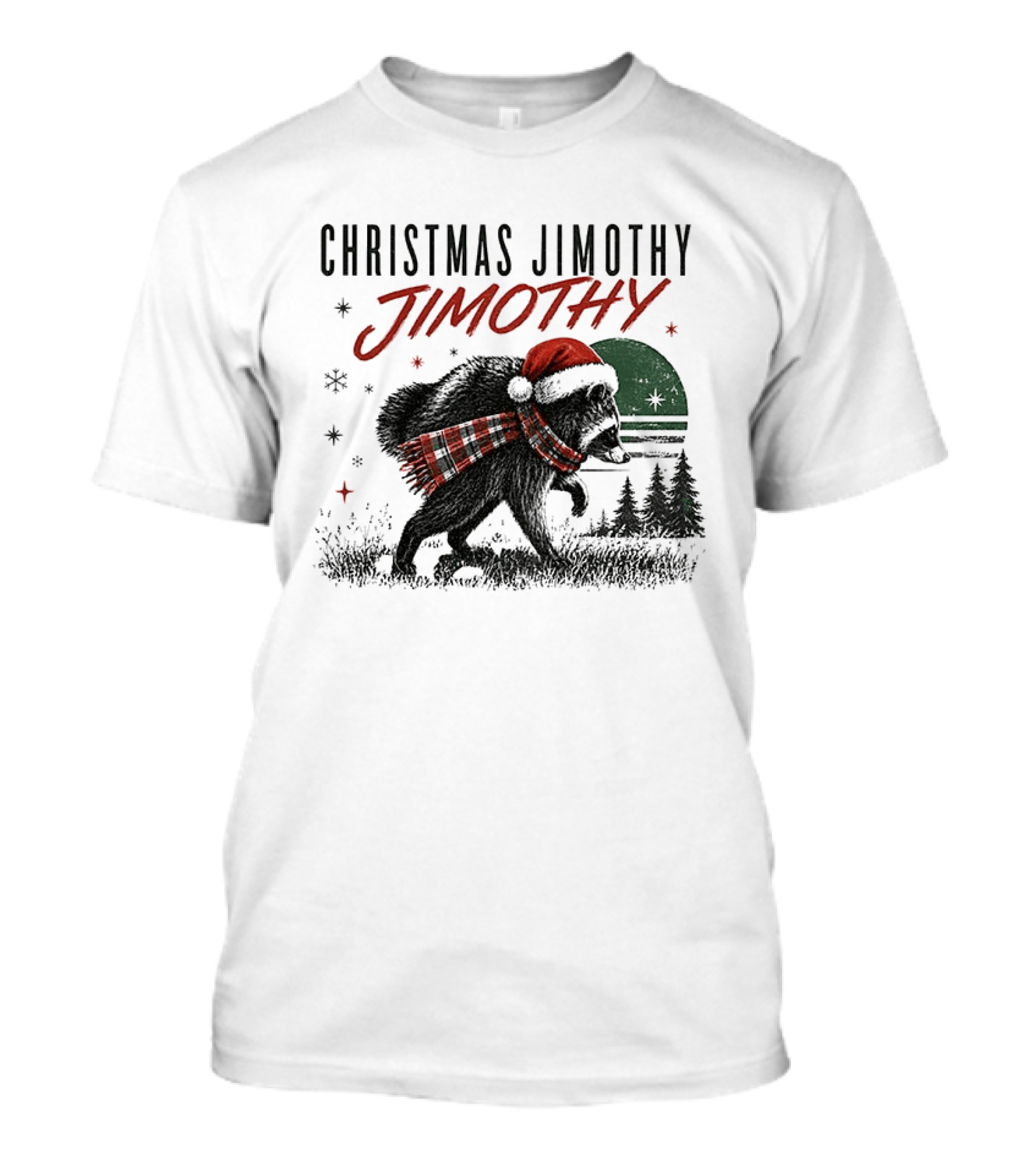 Christmas Jimothy Raccoon Holiday Trash Panda Santa Hat Festive Scarf T-Shirt