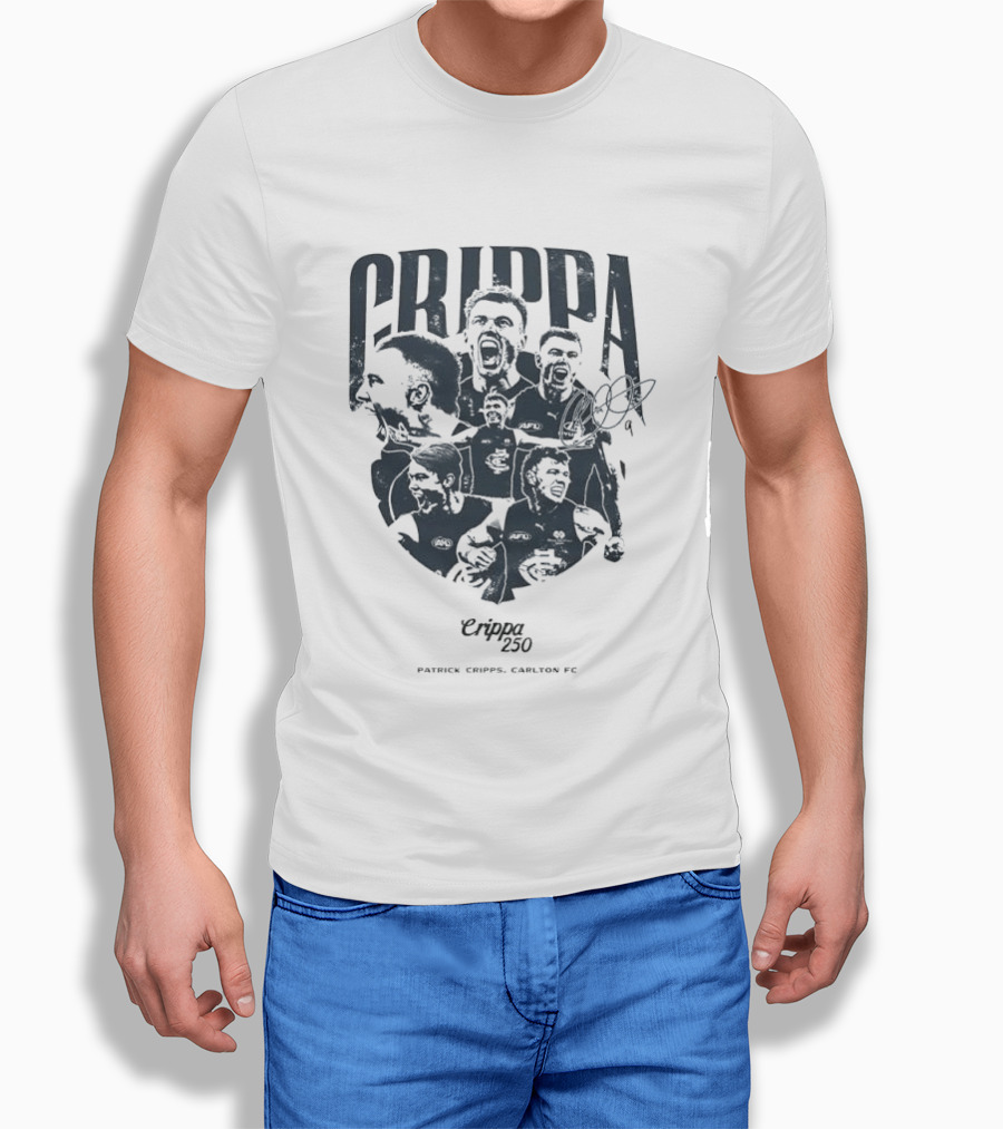 Crippa 250 Patrick Cripps Carlton FC Celebratory Milestone T-Shirt