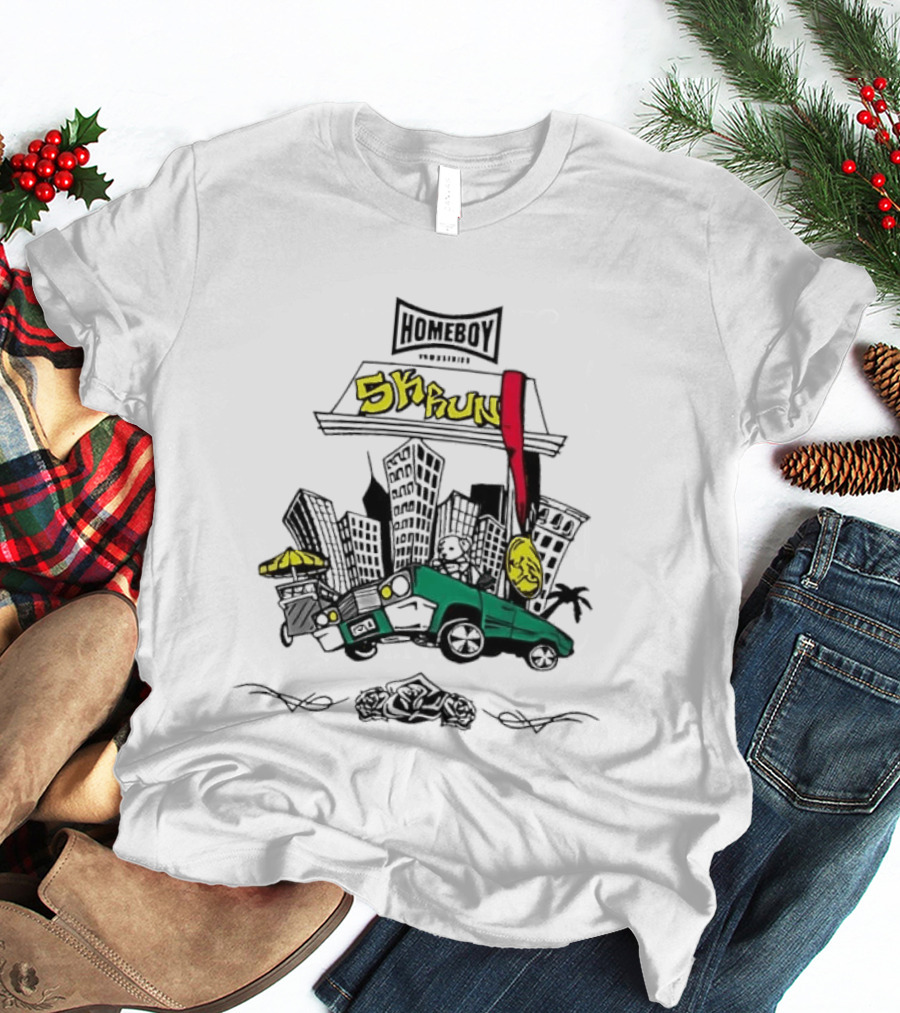Homeboy Skrun Teddy Bear Driving City 5k Run Streetwear Adventure T-Shirt