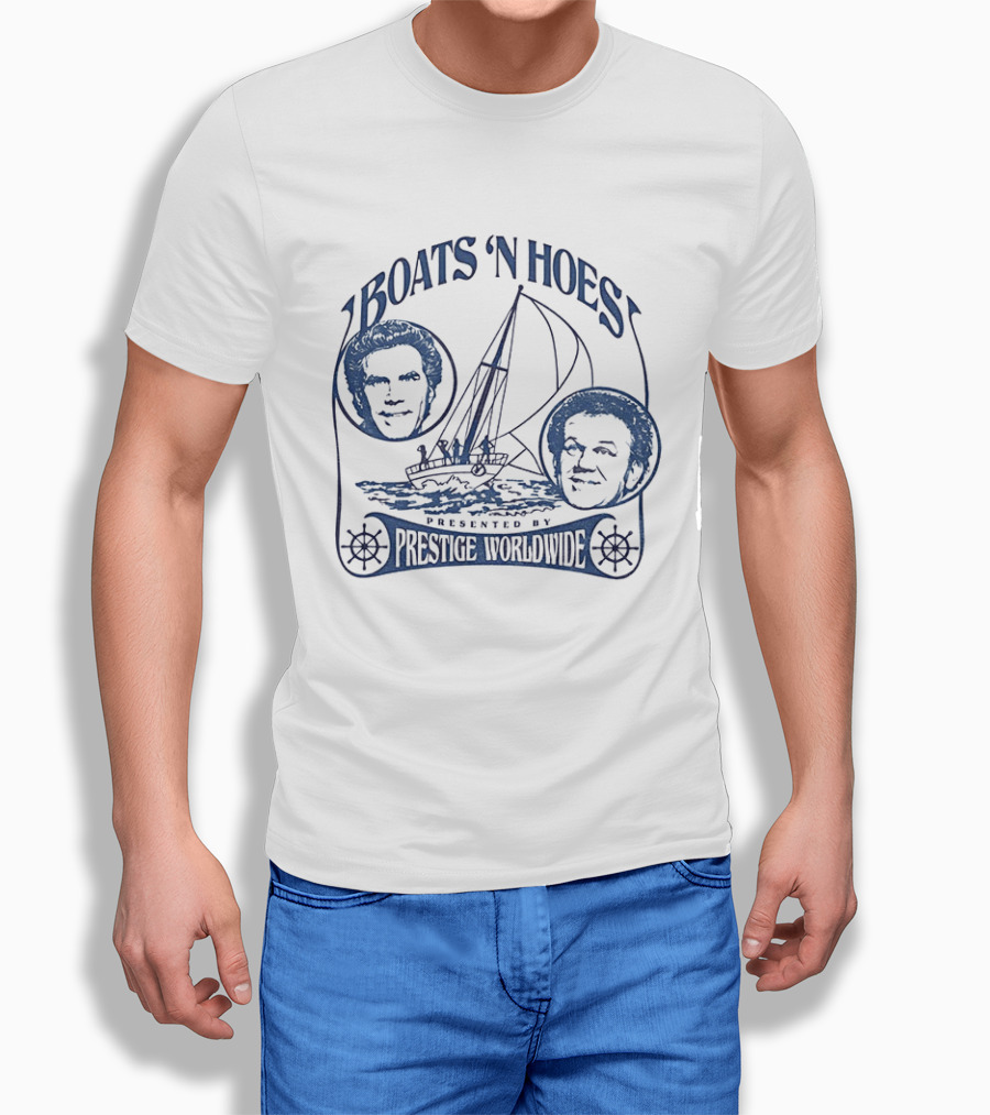 Boats 'N Hoes Presented By Prestige Worldwide Step Brothers Faces Sailboat T-Shirt