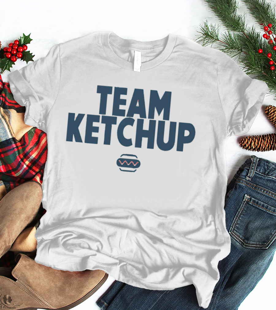 Team Ketchup Hot Dog Wavy Line T-Shirt