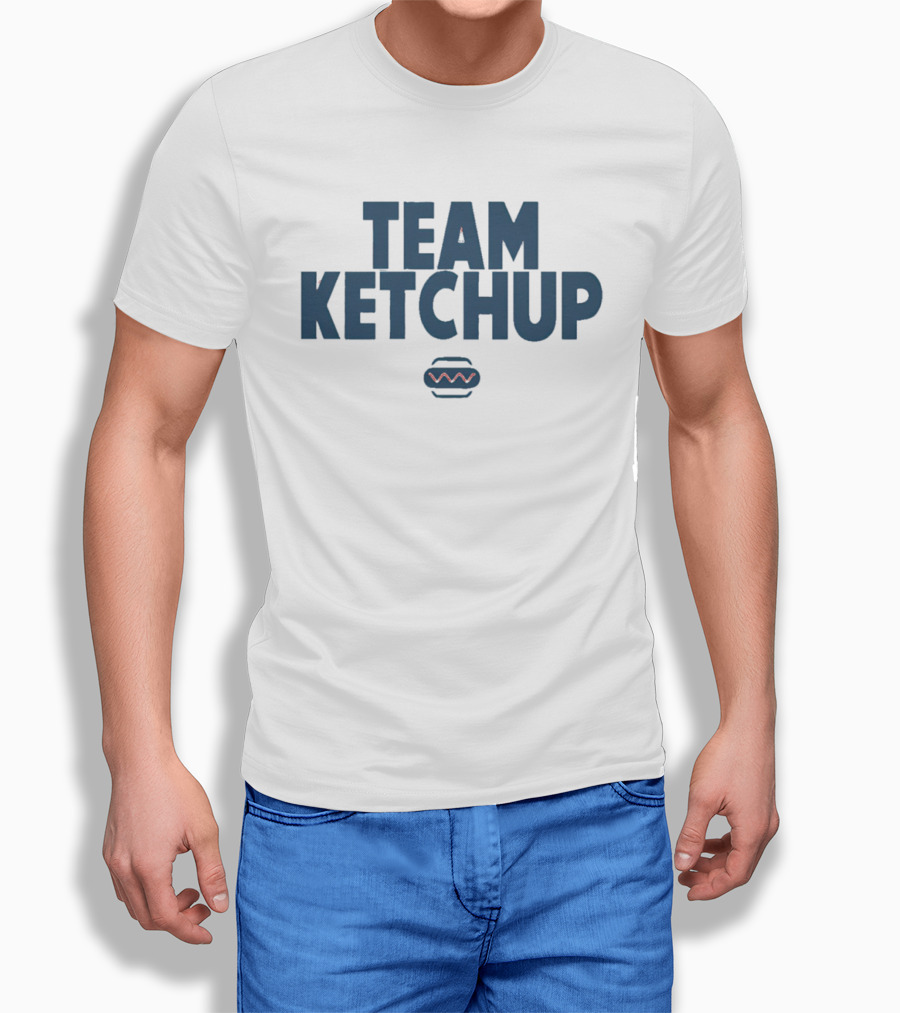 Team Ketchup Hot Dog Wavy Line T-Shirt