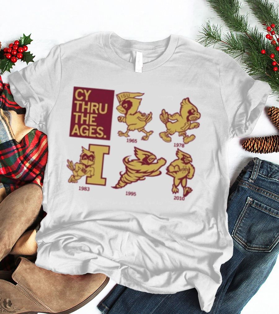 Iowa State Cyclones CY Thru The Ages Mascot Evolution Logos 1954 1972 1995 2008 T-Shirt