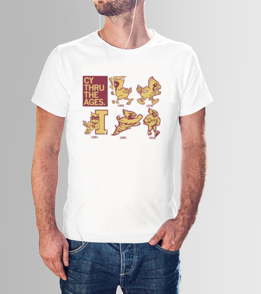 Iowa State Cyclones CY Thru The Ages Mascot Evolution Logos 1954 1972 1995 2008 T-Shirt