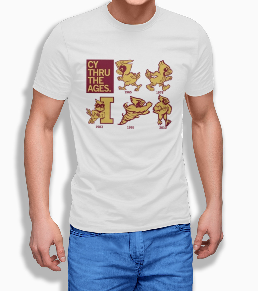 Iowa State Cyclones CY Thru The Ages Mascot Evolution Logos 1954 1972 1995 2008 T-Shirt