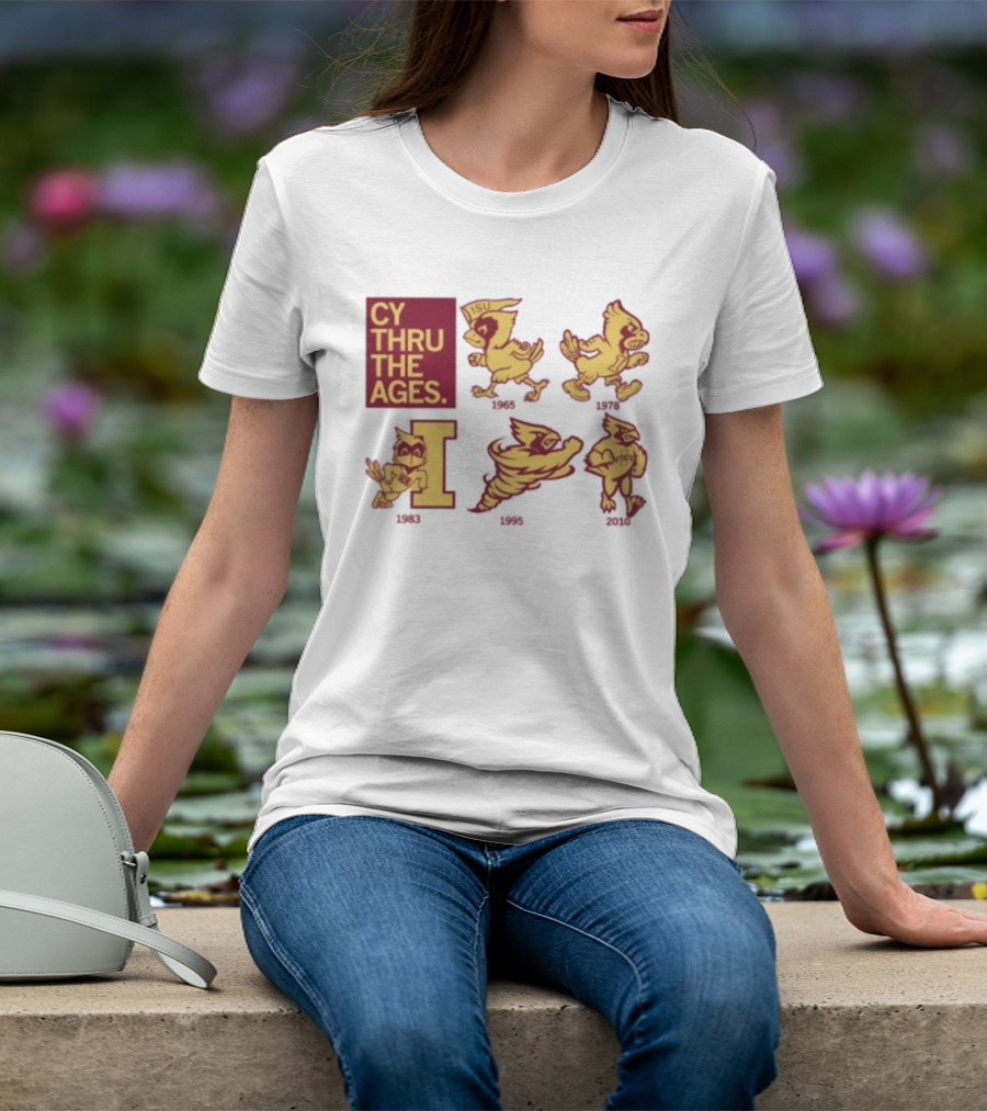 Iowa State Cyclones CY Thru The Ages Mascot Evolution Logos 1954 1972 1995 2008 T-Shirt