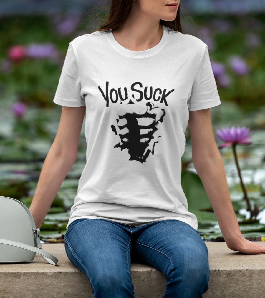 You Suck Horror Skeleton Ribcage T-Shirt