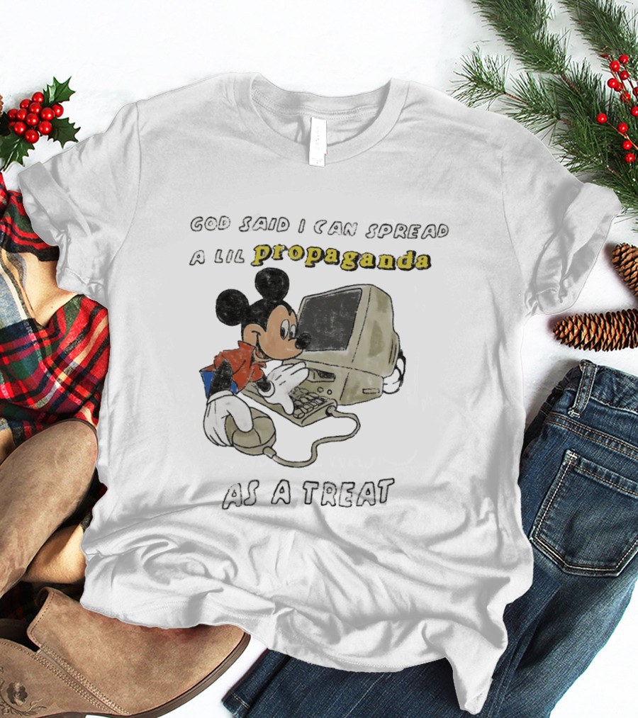 God Said I Can Spread A Lil Propaganda As A Treat Mickey Mouse Vintage Computer T-Shirt