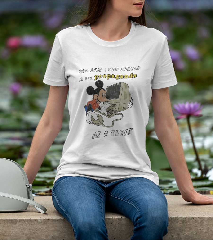 God Said I Can Spread A Lil Propaganda As A Treat Mickey Mouse Vintage Computer T-Shirt