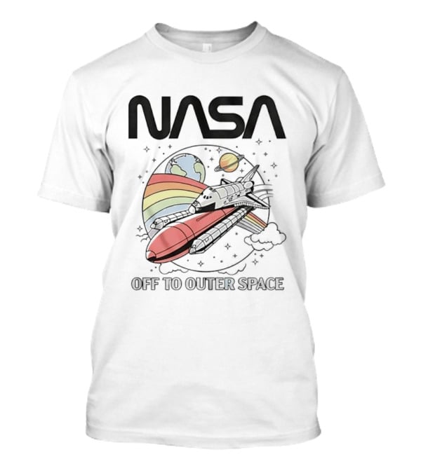 NASA Off To Outer Space Rainbow Planet Shuttle Adventure T-Shirt
