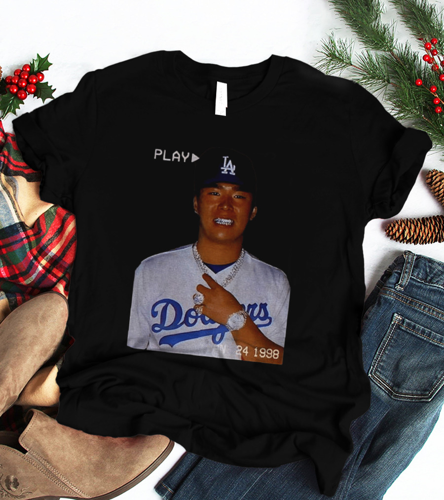 90s Yoshinobu Yamamoto Bootleg Rap Dodgers LA Jan 24 1998 T-Shirt