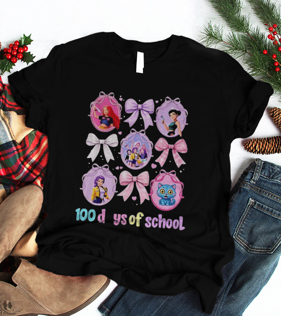 100 Days Of School Girls Bands Hunter Saja Bows And Characters T-Shirt