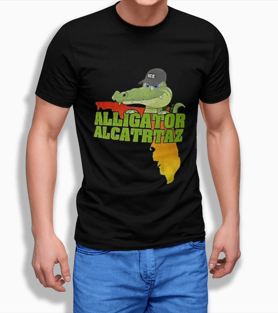 Alligator Alcatraz ICC Ice Cap Florida Map T-Shirt