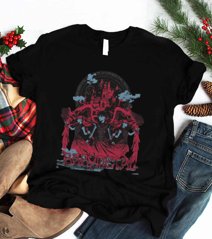 Babymetal Kingslayer Team Babymetal Corps Red Gothic Angels And Castle T-Shirt