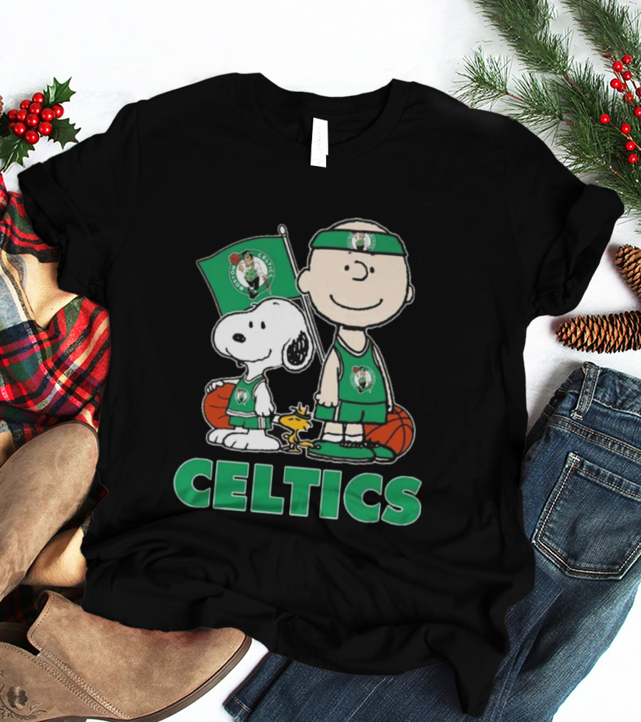 Boston Celtics Snoopy Charlie Brown Peanuts Friends Basketball 2024 T-Shirt