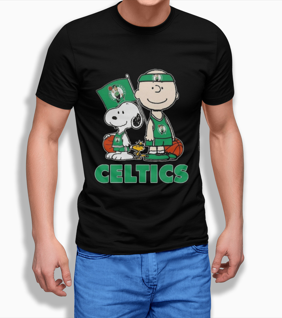 Boston Celtics Snoopy Charlie Brown Peanuts Friends Basketball 2024 T-Shirt