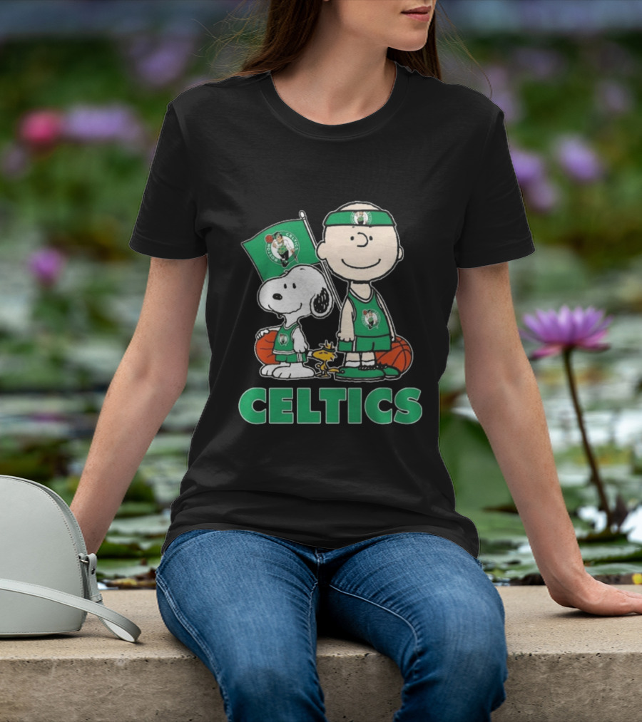 Boston Celtics Snoopy Charlie Brown Peanuts Friends Basketball 2024 T-Shirt