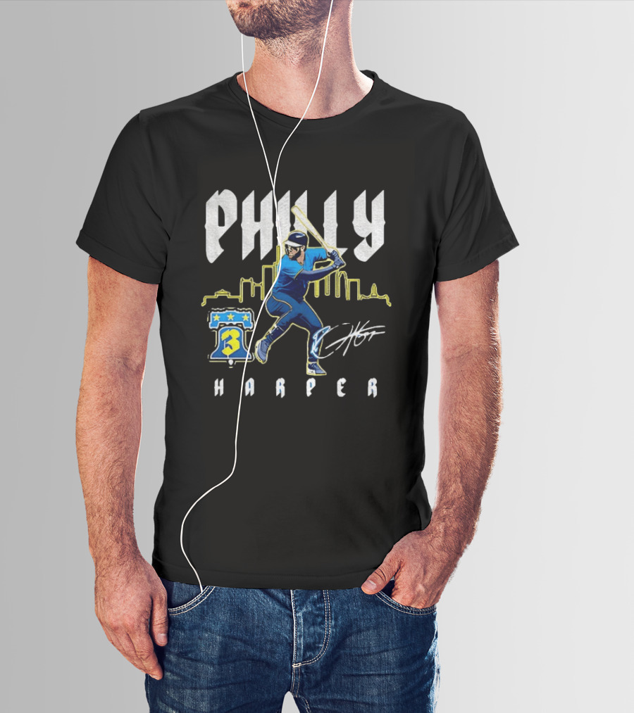 Philly Harper Bryce Philadelphia Phillies City Connect Player MLB Skyline T-Shirt
