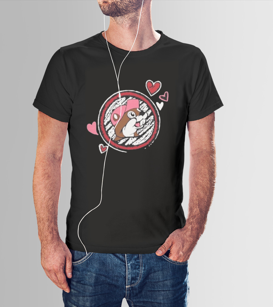 Buc Ee's Valentine's Beaver With Hearts And Cap T-Shirt