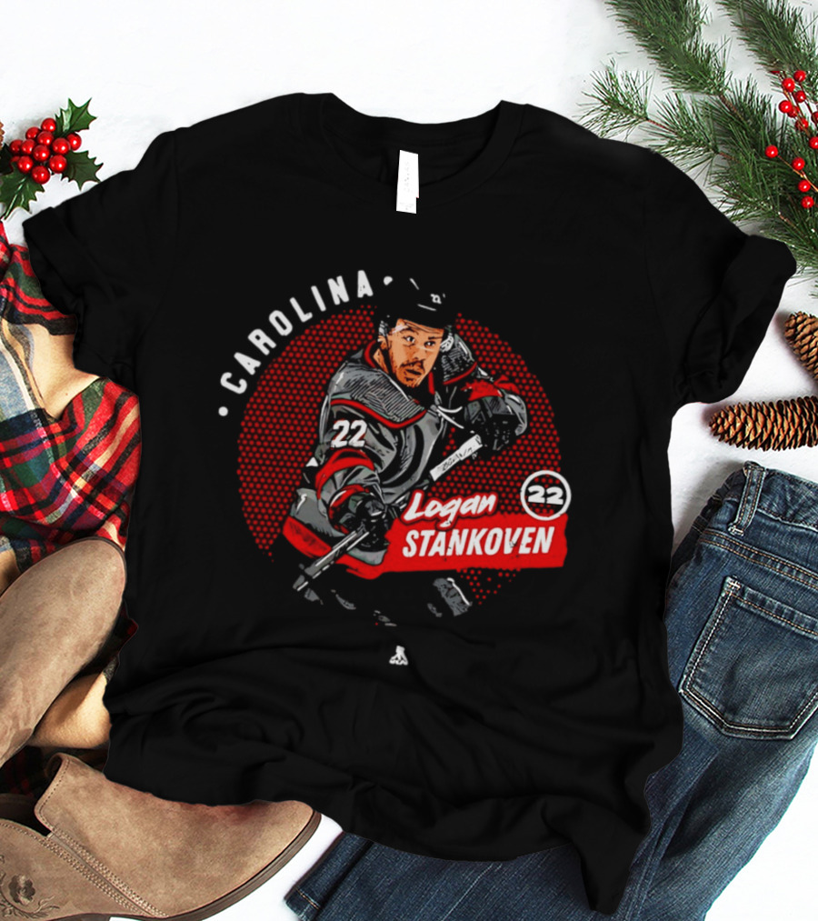 Logan Stankoven 22 Carolina Hurricanes Hockey Player Dots T-Shirt