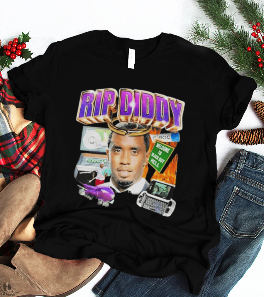 Sam Hyde Rip Diddy Welcome To Black Guy Hell Ciroc Wings 09 Typewriter T-Shirt