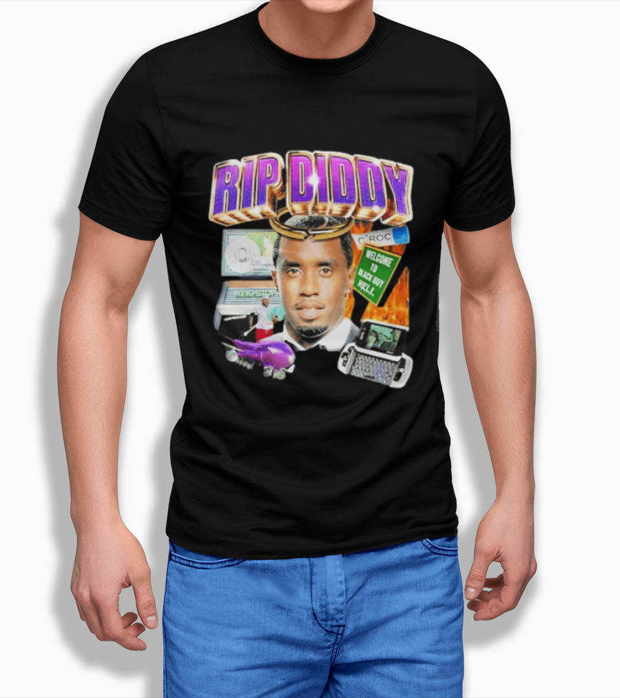 Sam Hyde Rip Diddy Welcome To Black Guy Hell Ciroc Wings 09 Typewriter T-Shirt