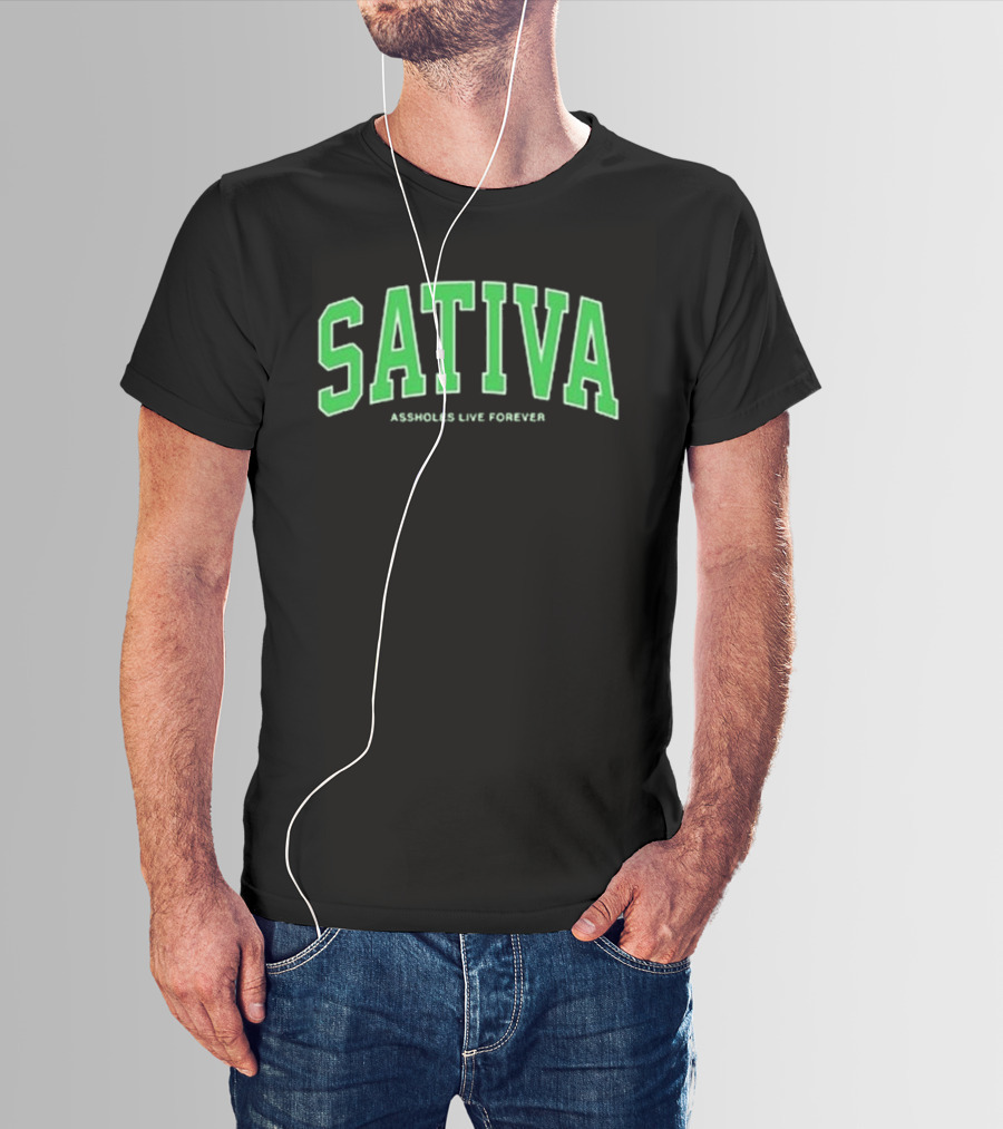 Sativa Assholes Live Forever Bold Arch Lettering T-Shirt