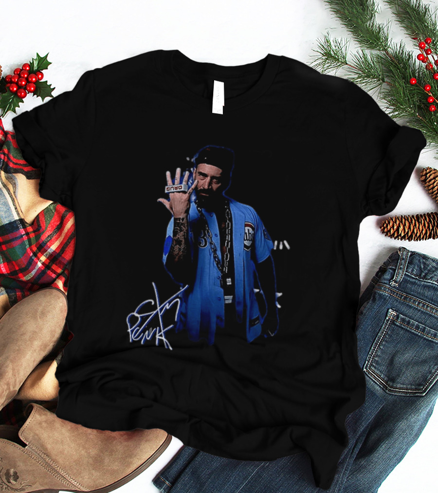 CM Punk WWE Signature Look With Chicago Baseball Jersey And Tattoos T-Shirt
