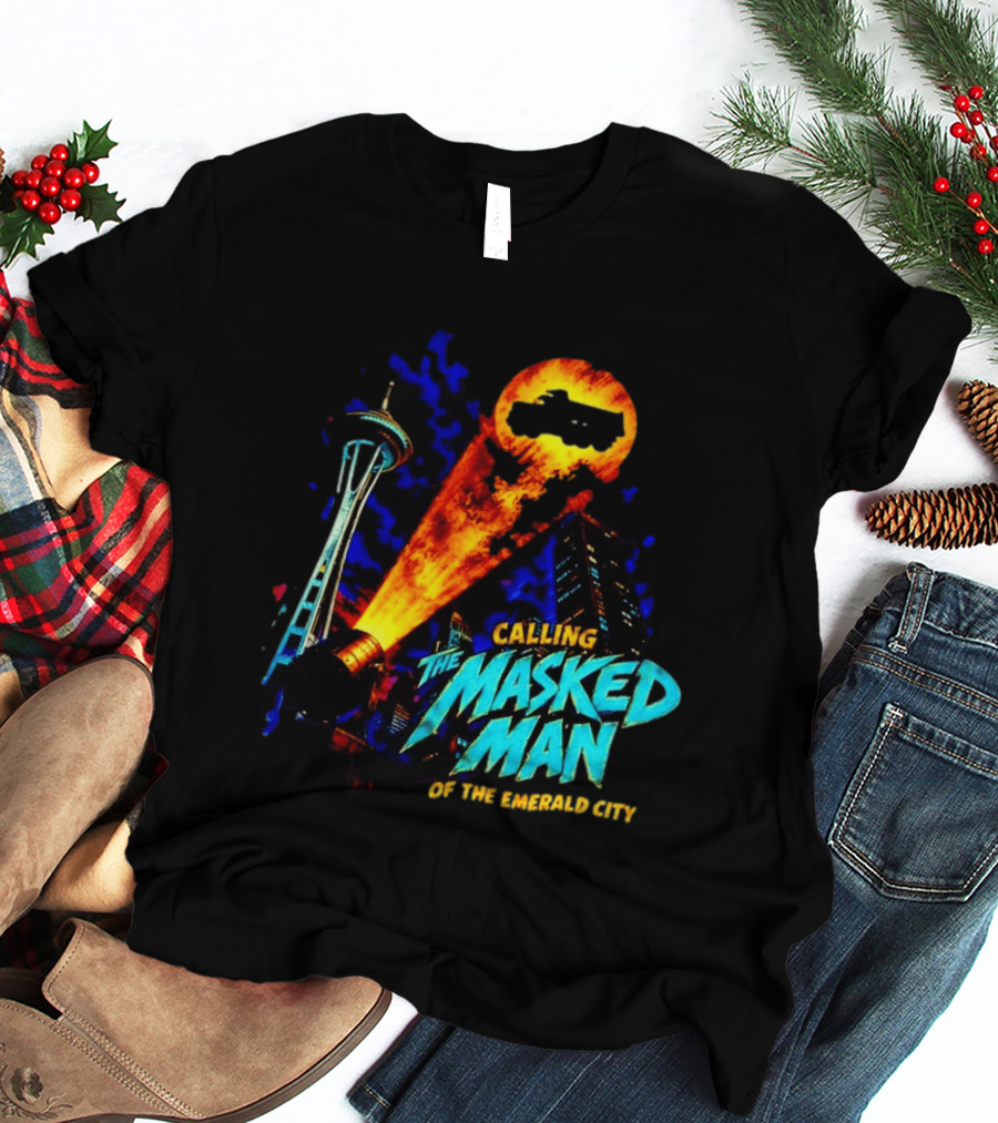 Calling The Masked Man Emerald City Space Needle T-Shirt