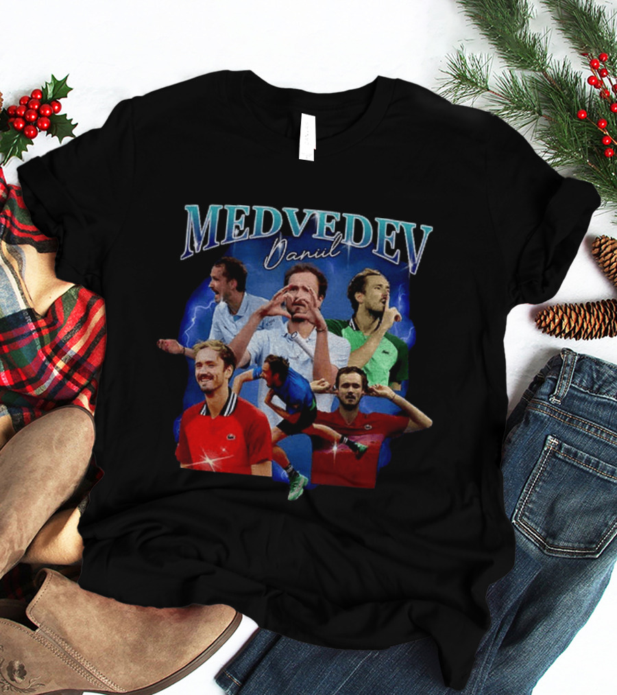 Medvedev Daniil Tennis Champion Dynamic Action Montage T-Shirt