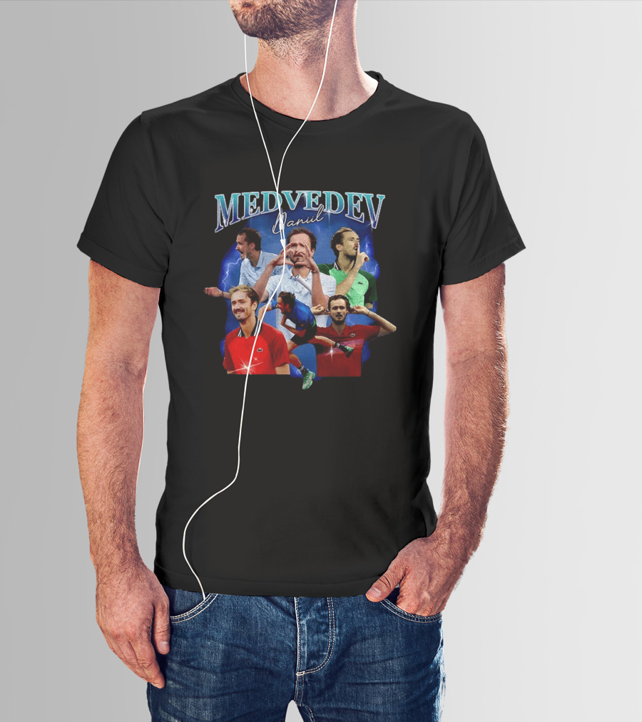 Medvedev Daniil Tennis Champion Dynamic Action Montage T-Shirt