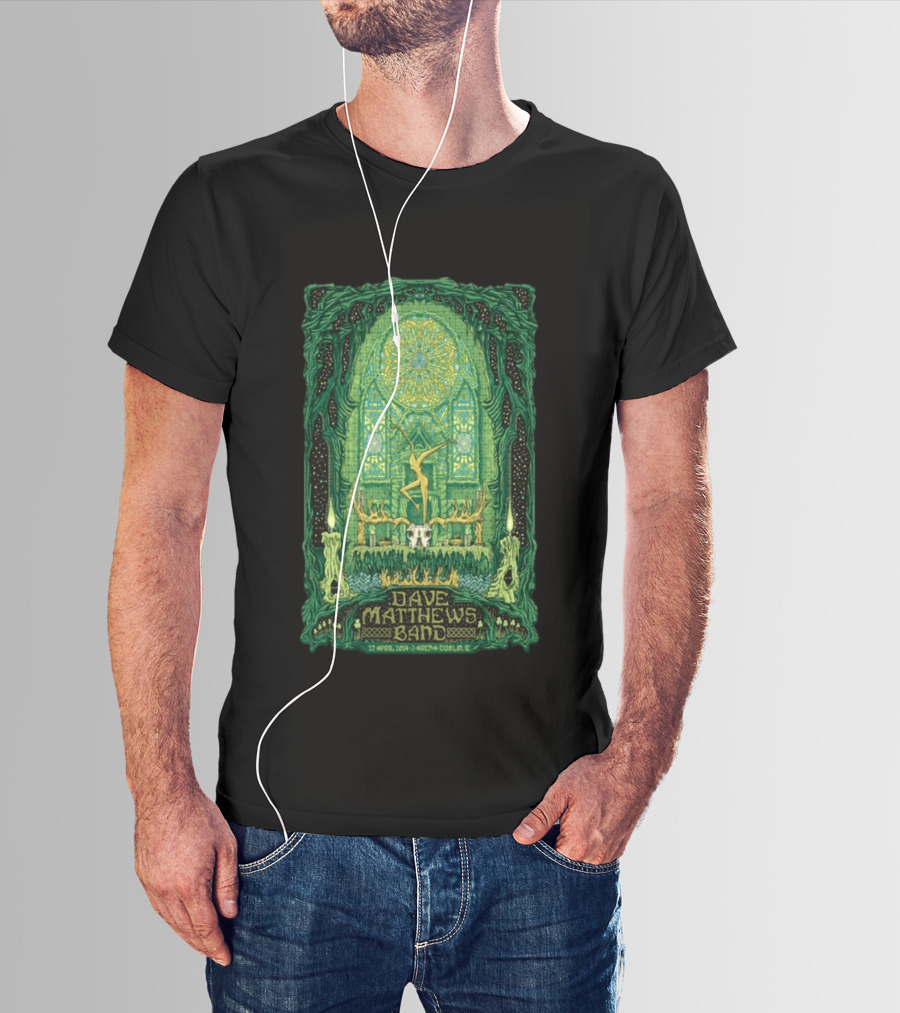 Dave Matthews Band 27 April 2024 3Arena Dublin IE Concert Art With Celtic And Candle T-Shirt