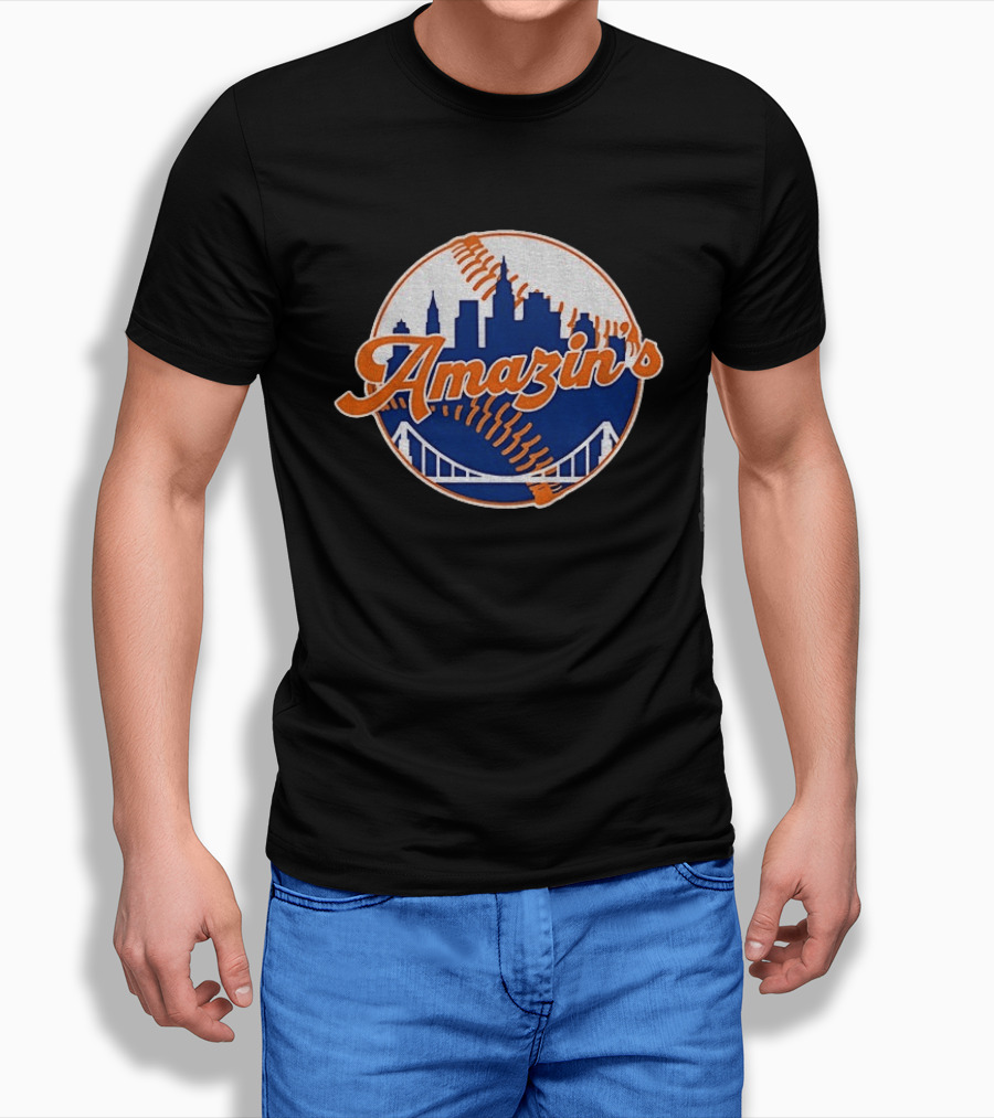 New York Mets Amazin's Skyline Baseball Bridge T-Shirt