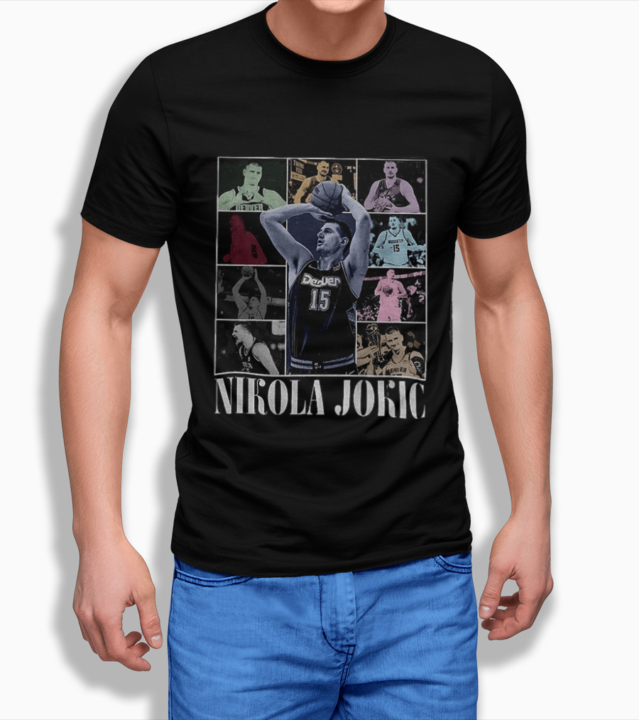 Nikola Jokic Denver Nuggets Basketball Collage T-Shirt